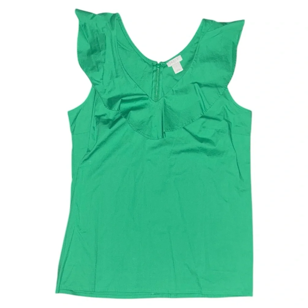J. Crew Kelly Green Ruffle A-Line Sleeveless